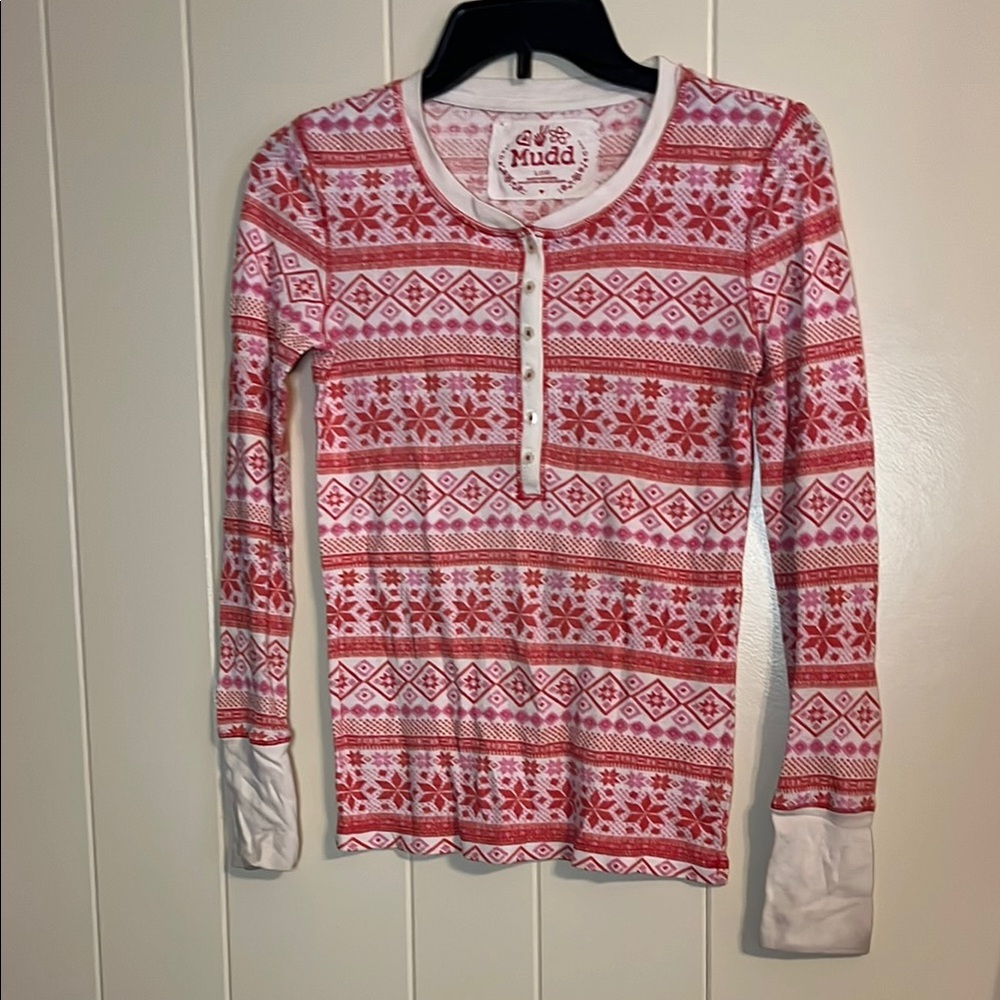 Mudd Red and White Long Sleeve Tee